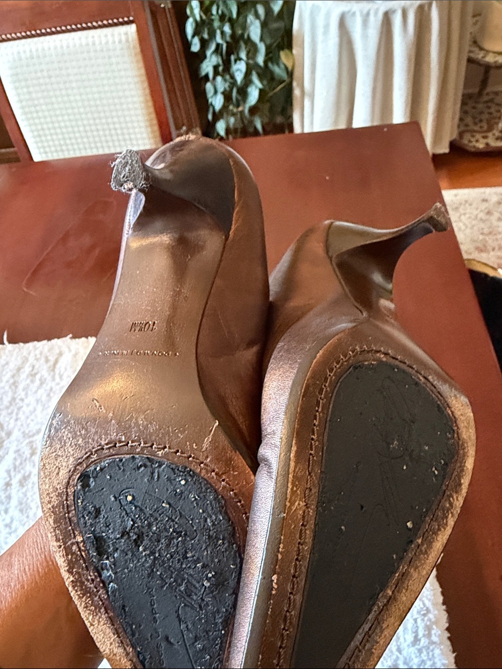 Donald J. Pliner Women's Brown Leather Heeled Ankle Boots - Picture 7 of 10